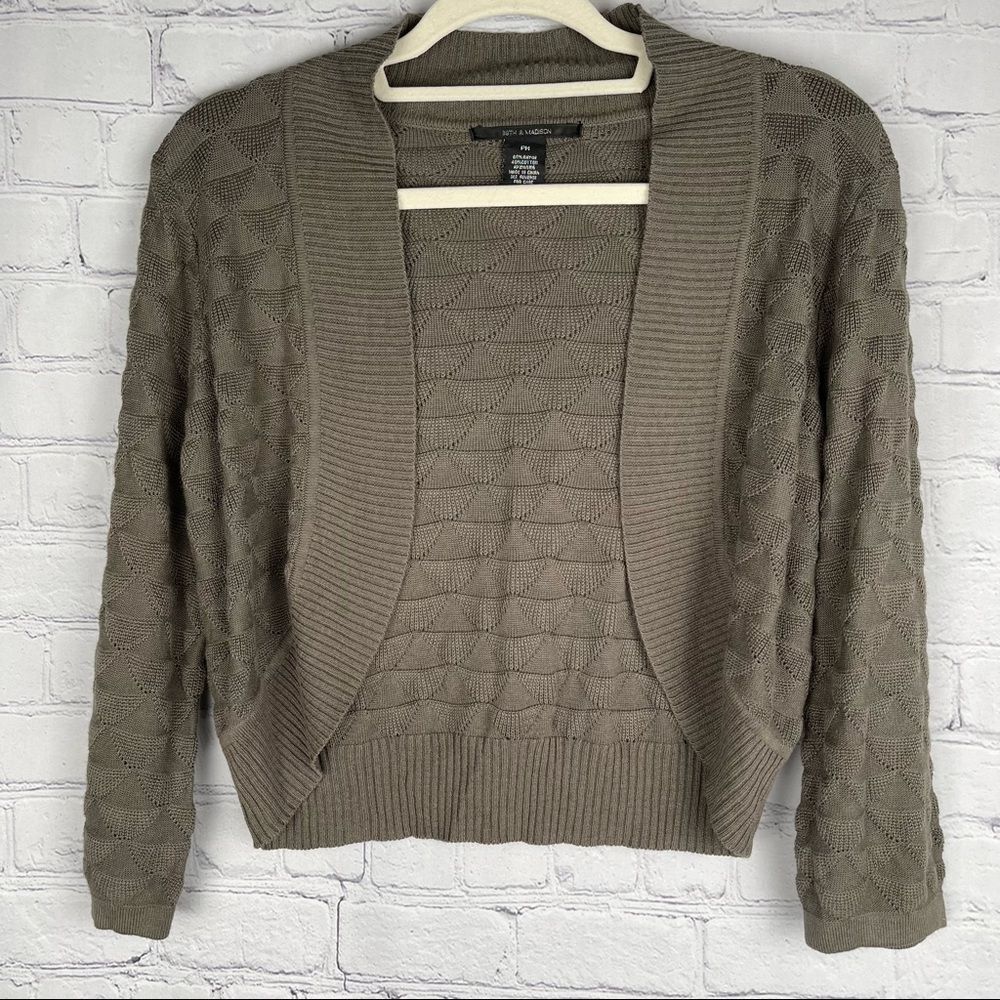 89 & Madison knit crop long sleeve cardigan, olive green, size M petite - Picture 8 of 8